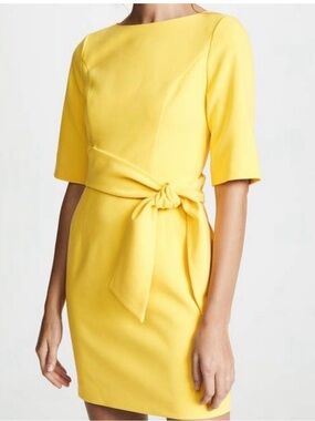 Alice + Olivia Bright Yellow Tie-Front Mini Dress-Size 4